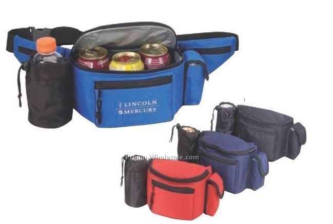 19"x5-1/2"x5-1/2" Cooler Fanny Pack W/ Bottle Holder & Cell Phone Pouch