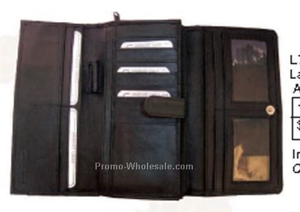 19cmx9cmx1-1/2cm Black Lambskin Napa Ladies Organizer/Checkbook Wallet