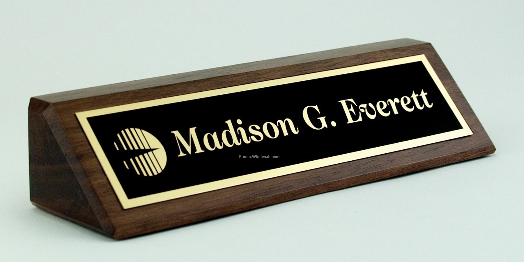 2"x 8" Solid Walnut Desk Nameplate With Laser Etched Plate