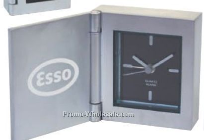 2"x2"x3/4" Cast Aluminum Flip Open Desk Alarm Clock