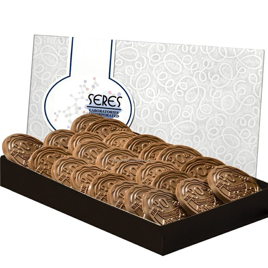 24 Cookies Topped With Chocolate In Large Box