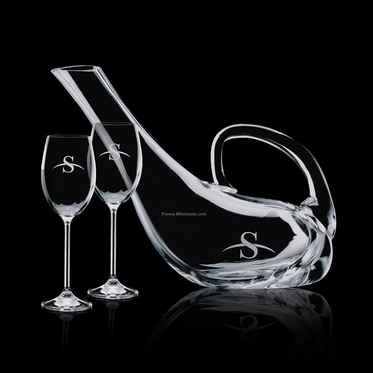 27 Oz. Crystal Addington Carafe & 2 Wine Glasses