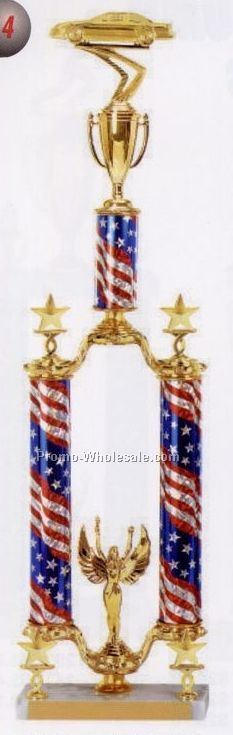 28-1/2" 2 Tier Patriotic Trophy W/ Marble Base