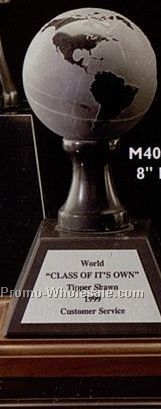 3" Black Marble Grand World Globe Award On Base