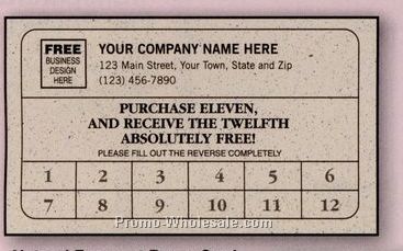 3-1/2"x2" Natural Frequent Buyer Card W/ Validation Stamp