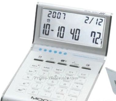 3-1/2"x5"x2-1/8" Aluminum Slim Line Calculator/Clock/Date/Temperature