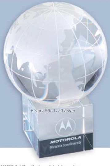 3-1/8"x4-3/4" Crystal World Globe W/ Square Base