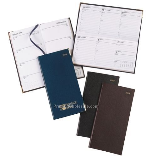 3-1/8"x6-1/2" Burgundy Classic Planner W/ Gold Corner & Upright Pocket