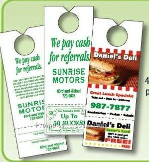 3-1/8"x8-1/8" Door Knob Hanger W/ Perforated Business Card (Tag Stock)