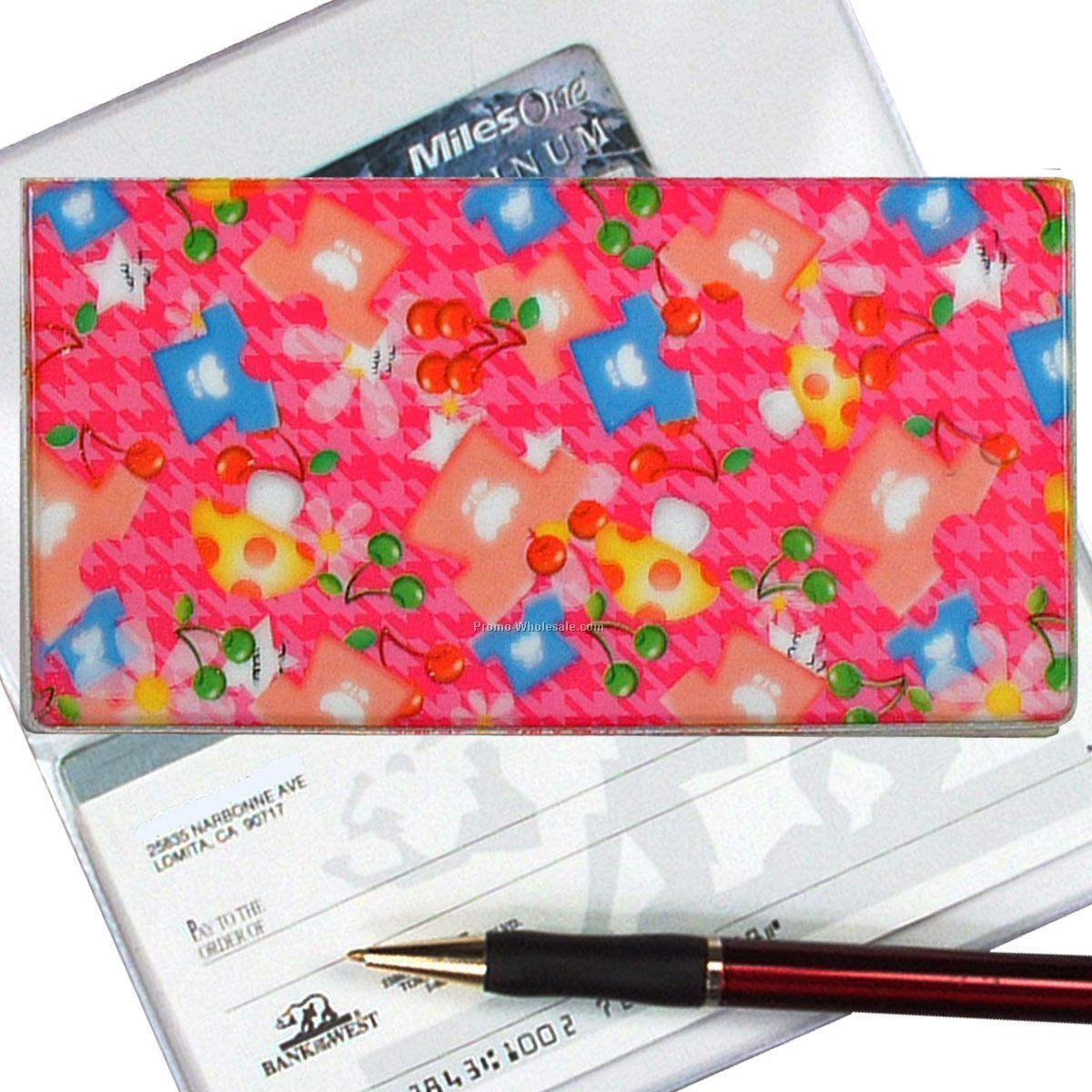 3-3/8"x6-3/8" 3d Lenticular Checkbook Cover - Stock / Mushrooms & Flowers