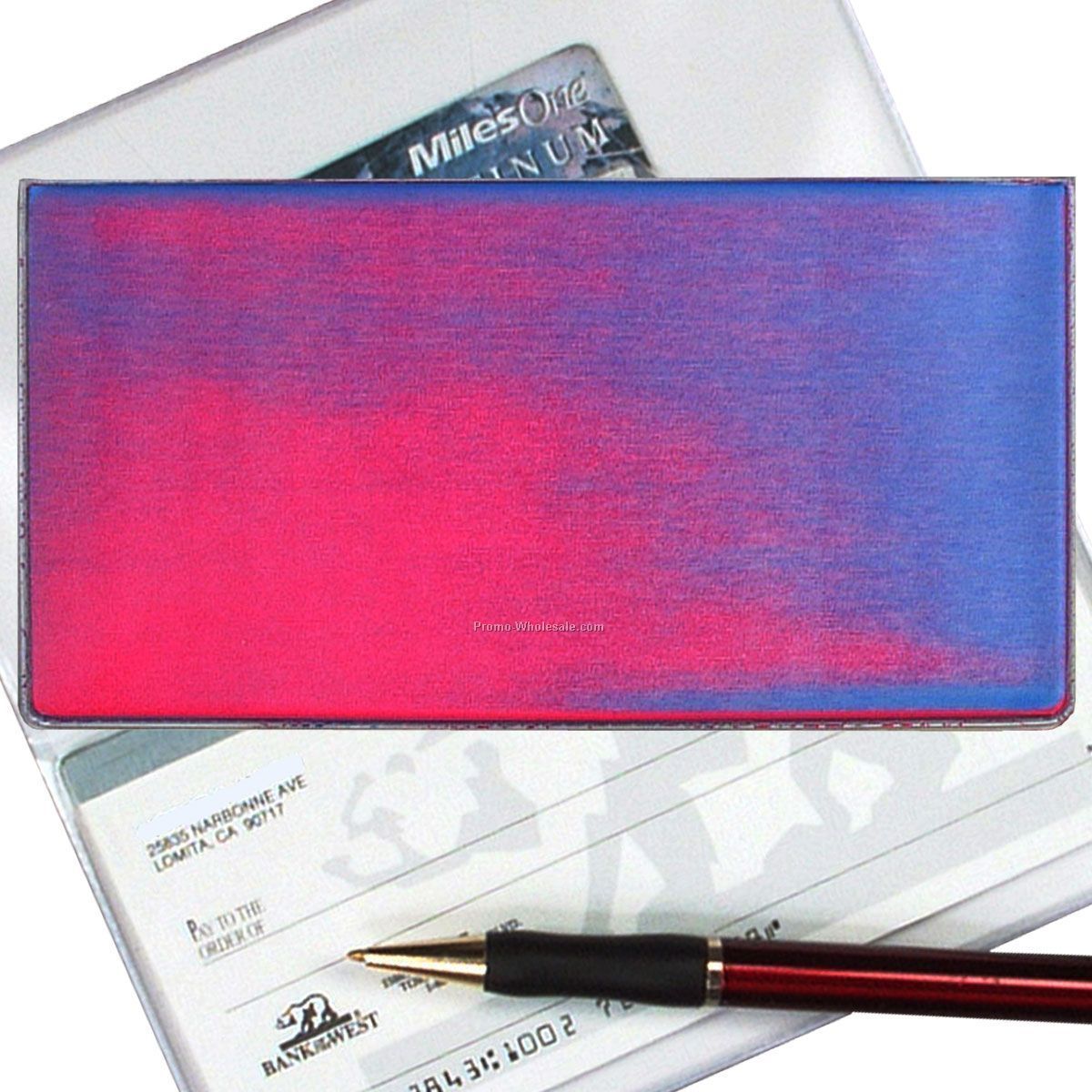 3-3/8"x6-3/8" 3d Lenticular Checkbook Cover - Stock - Pink Purple Blue