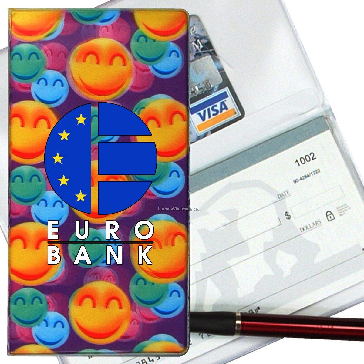 3-3/8"x6-3/8" 3d Lenticular Checkbook Cover - Stock / Smiley Faces