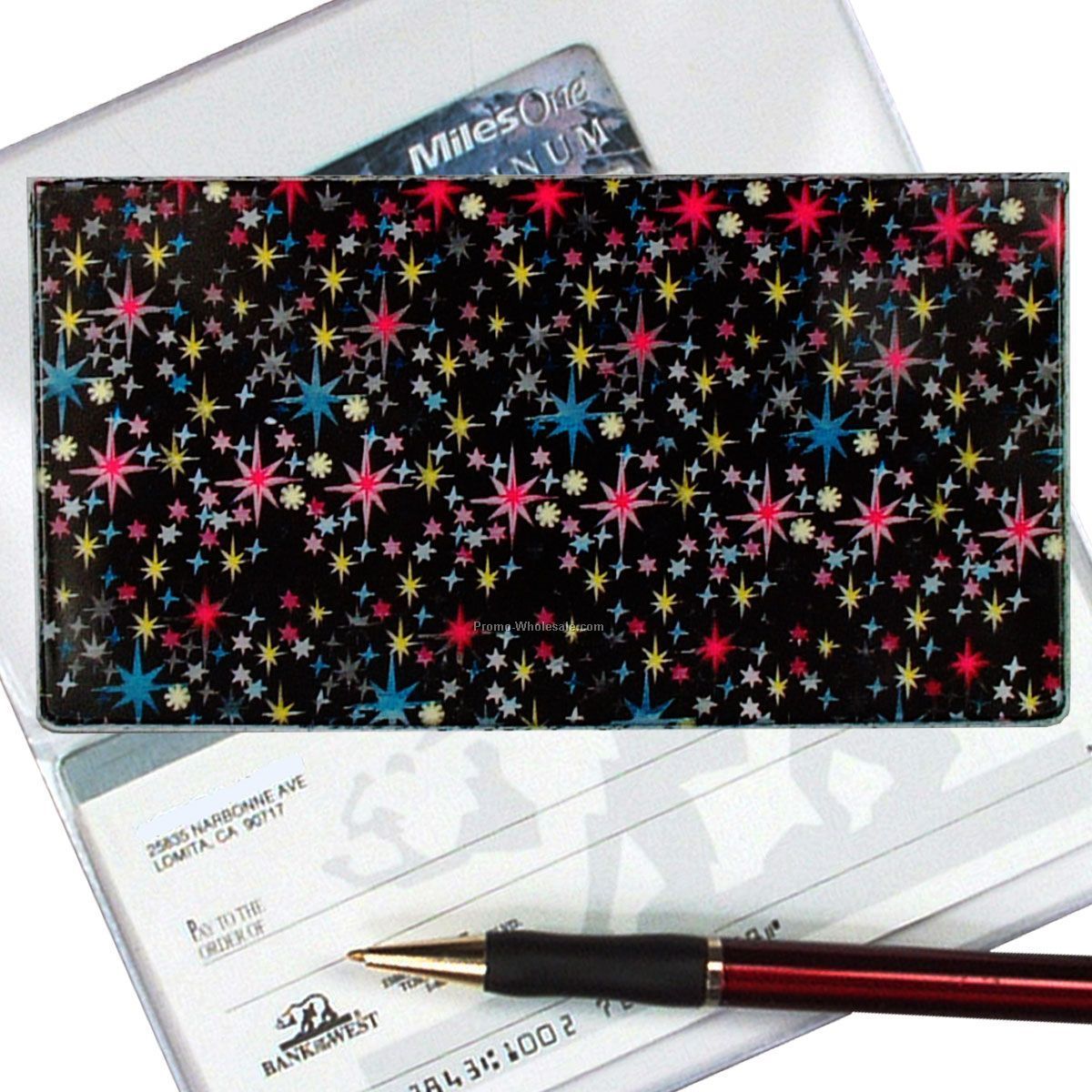 3-3/8"x6-3/8" 3d Lenticular Checkbook Cover - Stock / Sparkling Stars