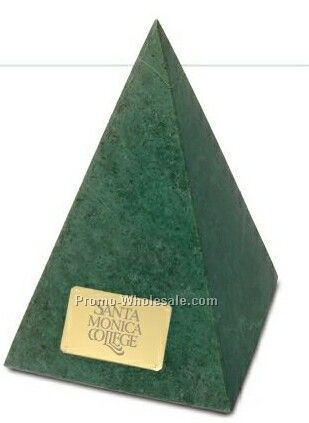 3"x3"x4-3/4" Imperial I Green Marble Pyramid W/ Plate