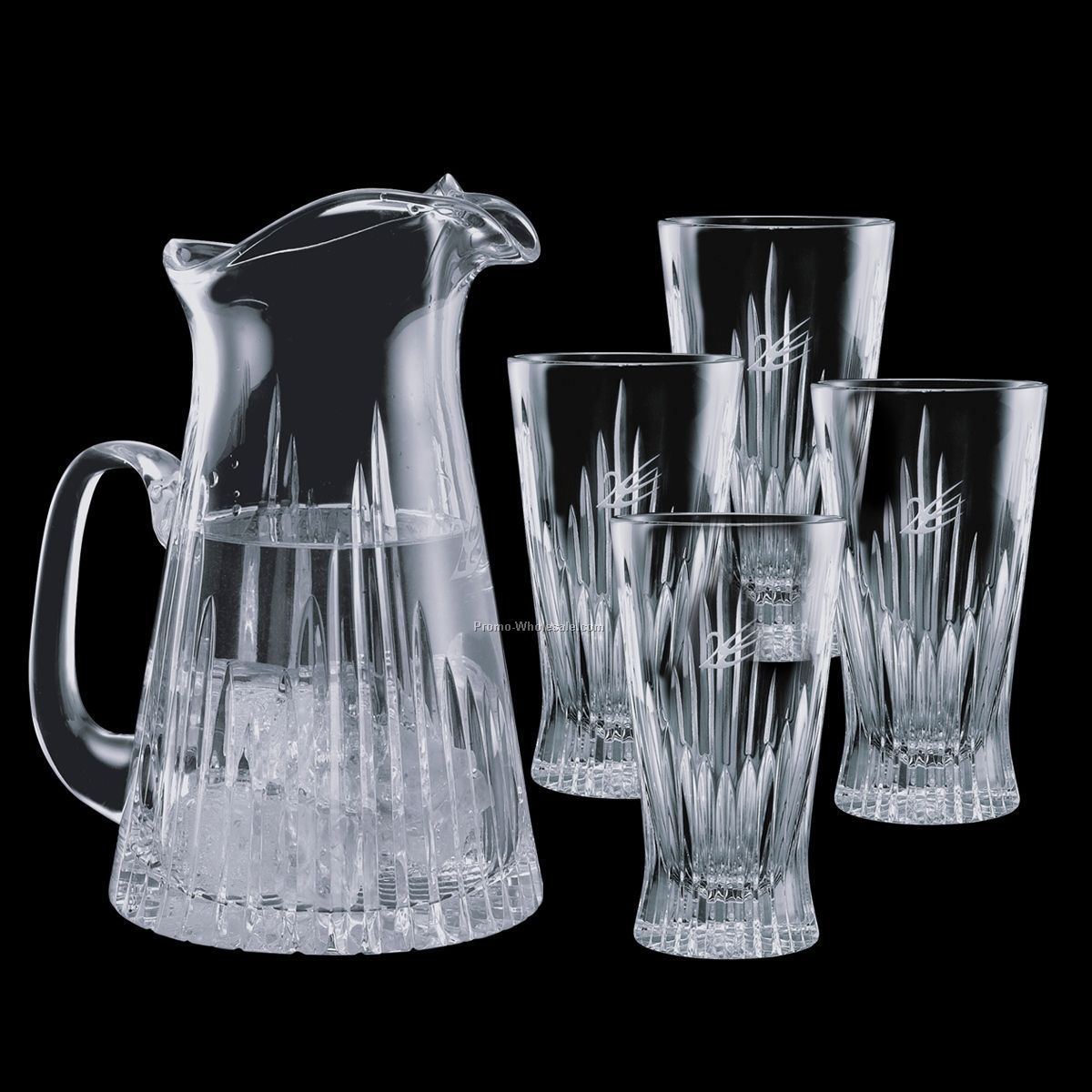 30 Oz. Crystal Cromwell Pitcher And 4 Coolers