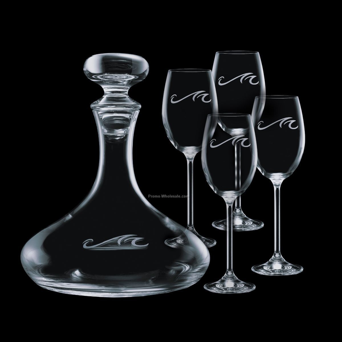 32 Oz. Stratford Decanter & 4 Wine Glass