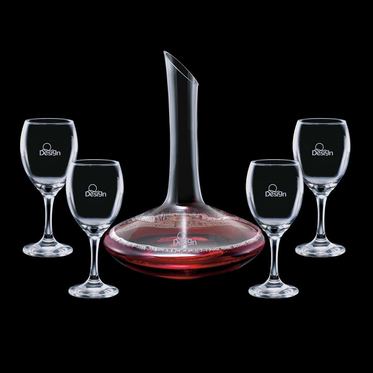 33 Oz. Ashwood Wine Carafe & 4 Wine Glasses