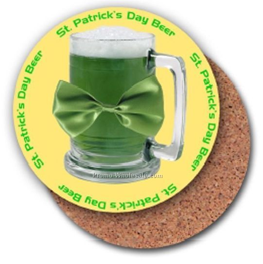 3d Lenticular 3-1/2" Diameter Coaster With Cork Bottom - Custom