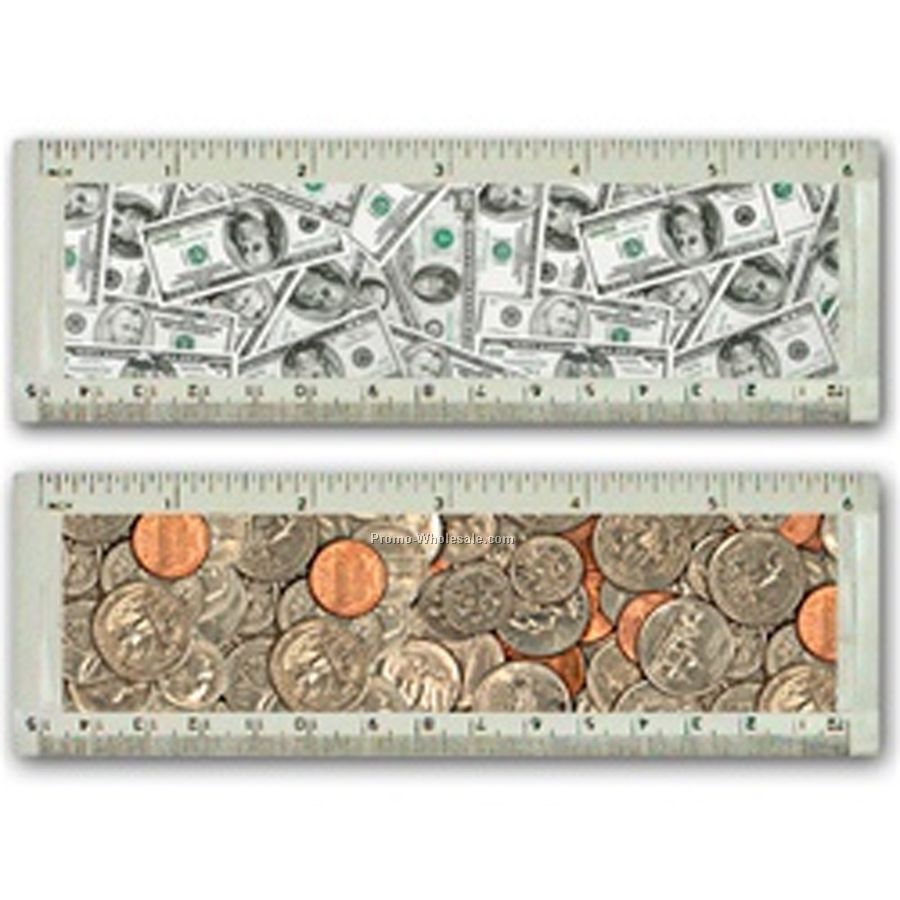 3d Lenticular 6" Acrylic Ruler - Stock / Money / Coins