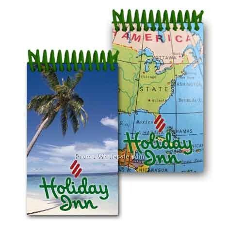 3d Lenticular Mini Notebook; Stock; Palm Tree On Beach; Custom