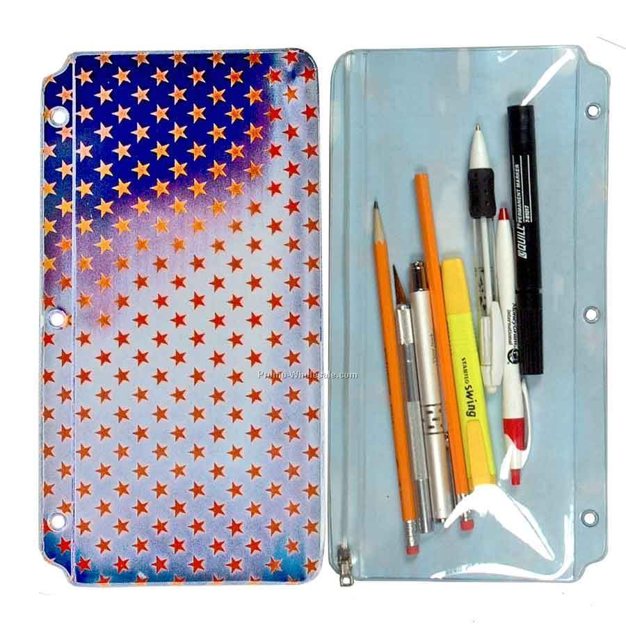 3d Lenticular Pencil Pouch - Stock / Patriotic Stars