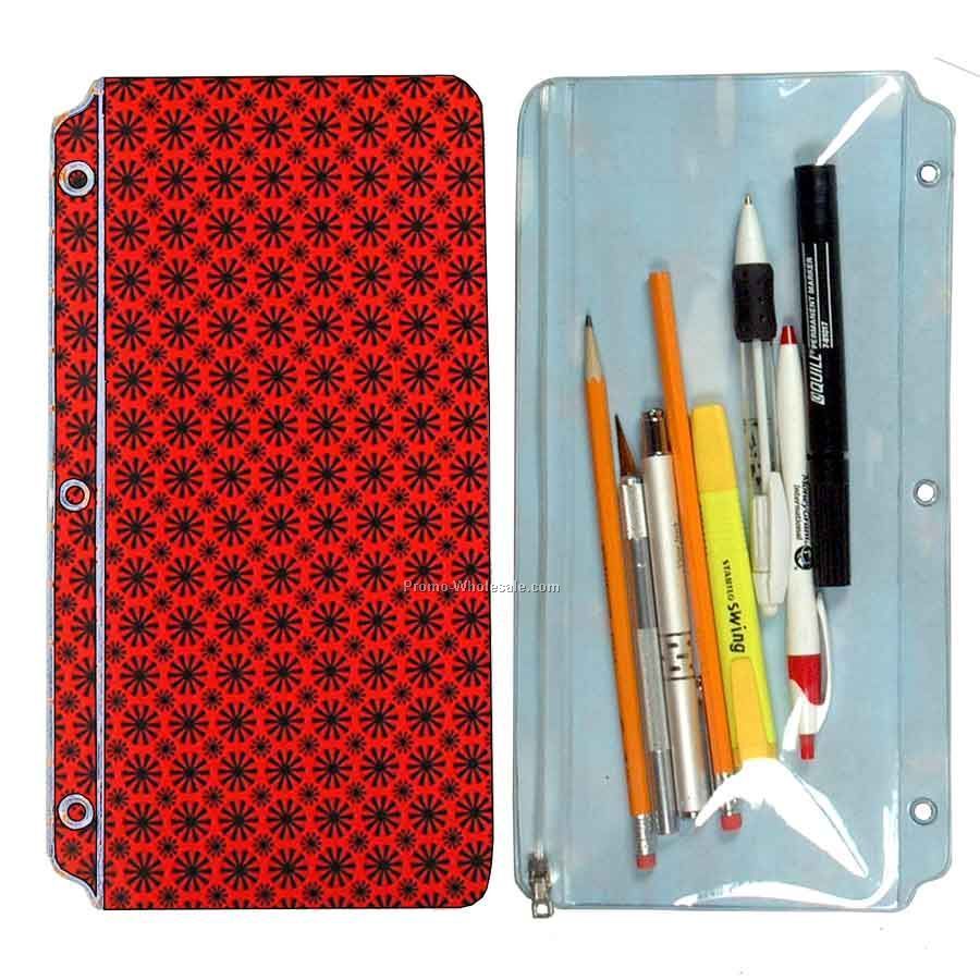 3d Lenticular Pencil Pouch - Stock / Red With Black Stars