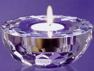 4-1/4"x2-1/8" Faceted Crystal Candle Holder