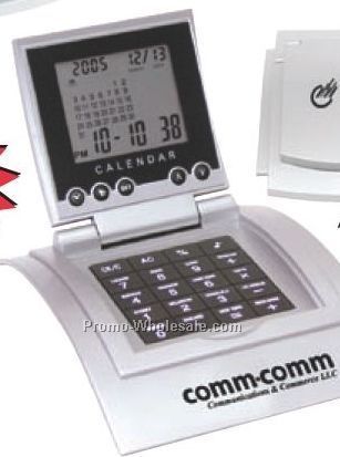 4-3/4"x6-1/2"x1" World Time Alarm Clock/Calendar/Calculator With Desk Stand