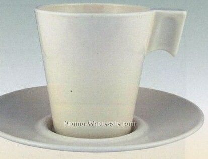 4 Oz. Aroma Bone Glass Coffee Mug W/ 4-5/8" Glass Ivory Saucer