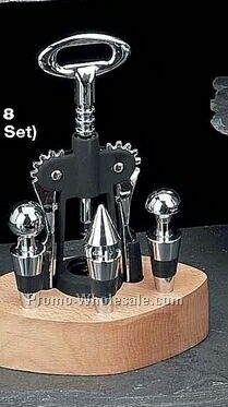 4 Piece Bar Set On Wood Base