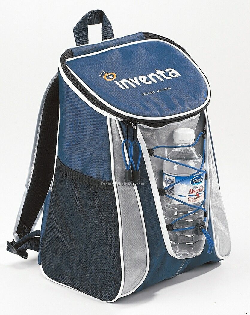 420d Nylon/ Pvc Backpack Cooler W/ Extendable Mesh Pocket