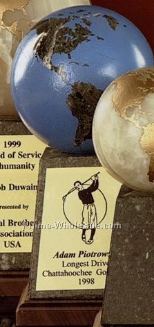 5" Marble World Globe Award On Base