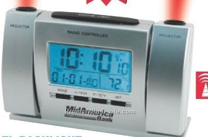 5-1/2"x3-3/4"x1-1/2" Radio-controlled Dual Projector Alarm Clock