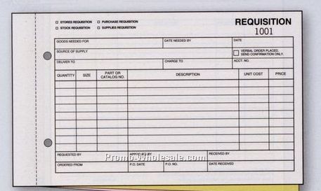 5-1/2"x8-1/2" 3 Part 4 In 1 Requisition