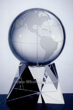 5-1/8"x3-1/8" Medium Longitude & Latitude World Globe W/ Triangle Base