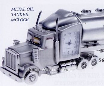 5-3/4"x1-1/4"x2" Metal Oil Tanker With Clock