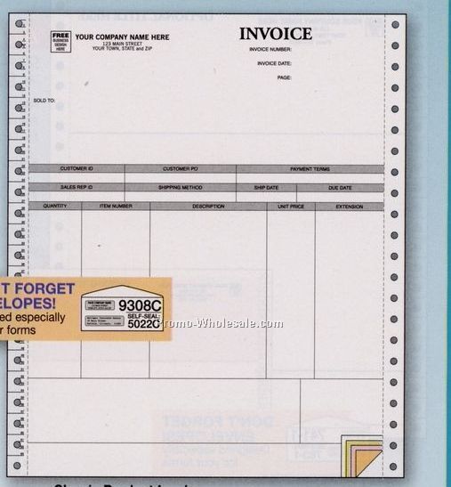 5 Part Parchment Continuous Product Invoice (Peachtree Windows Accounting)