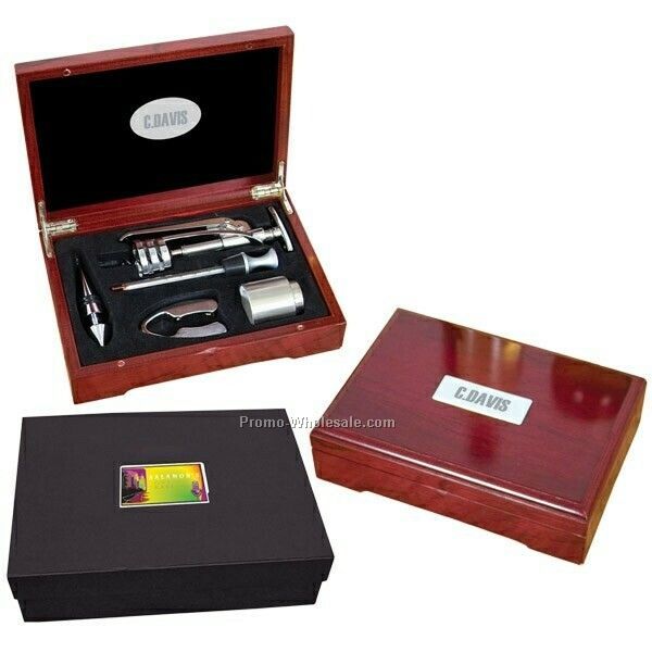 5 Piece Rosewood Boxed Wine Set (Not Imprinted)