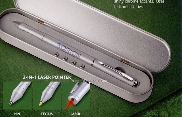 6-1/4"x2-1/2" Laser Pointer With Stylus And Ballpoint Pen