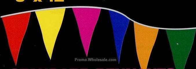 60' Fluorescent Standard Pennants W/ 24 Per String - Red/ White/ Blue