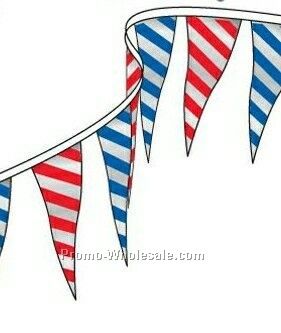 60' Metallic Diamond Pennants W/ 40 Per String - Red/ Silver