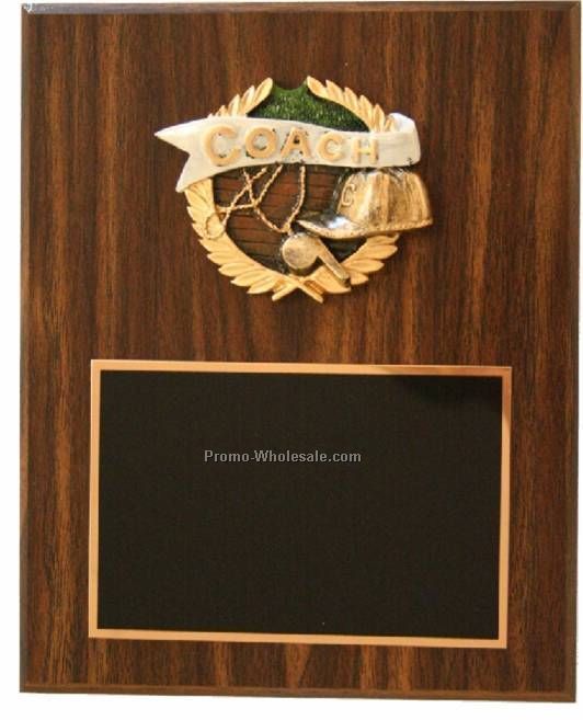 7" X 9" Walnut Finish Plaque W/ Le Plate & Raised Resin Mount