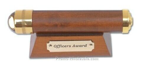 7-1/2"x1-1/2" Visionary Kaleidoscope Award W/ Oak Stand & Brass Plate