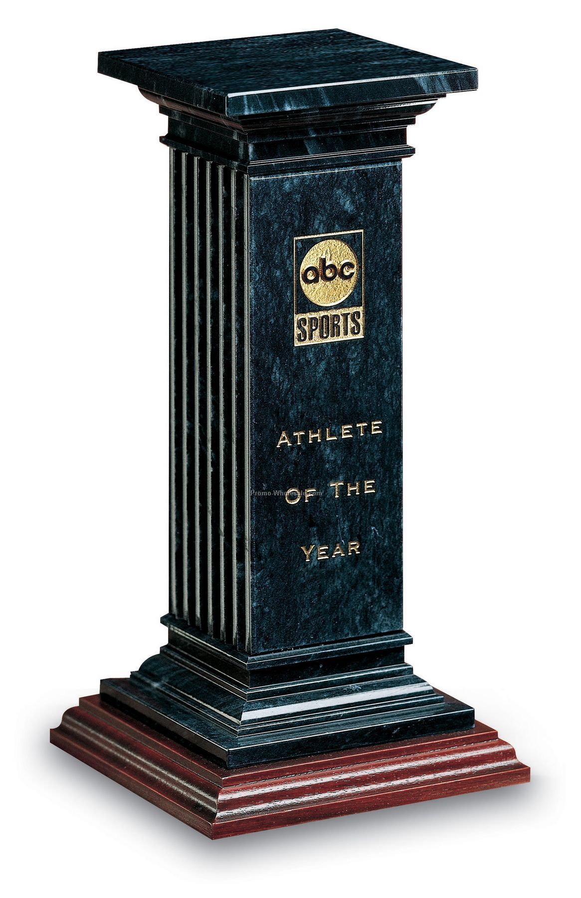 7"x4-1/2"x4-1/2" Small Luxor Black Marble Pillar Award