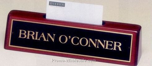 8-1/4"x2"x1-1/4" Rosewood Piano Finish Nameplate With Business Card Holder