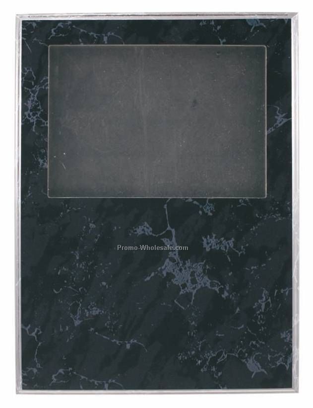 9" X 12" Slide-in Frame Black Marble Plaque W/ 5" X 7" Window