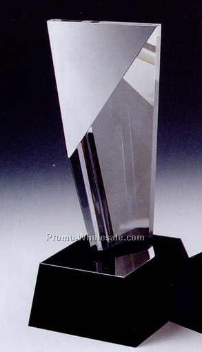 9"x4" Black Optic Crystal Excellence Award W/ Cube Base