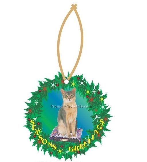 Abyssinian Cat Executive Wreath Ornament W/ Mirror Back (6 Sq. Inch)