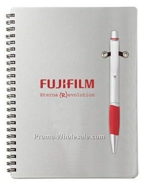Atom Combo Silver Candy Coated Notebook And Retractable Pen