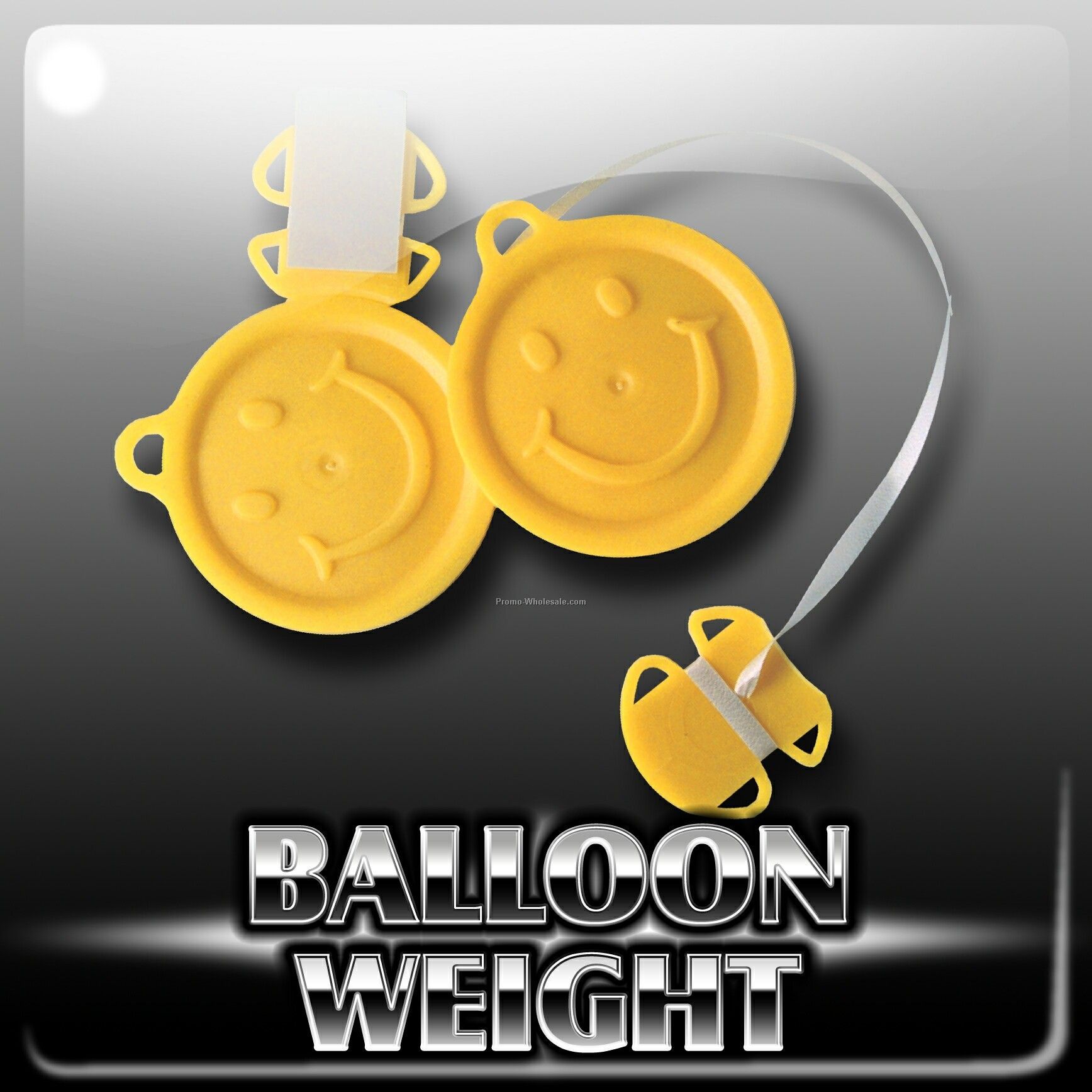 Balloon Weight - Smiley Face W 5ft White Ribbon